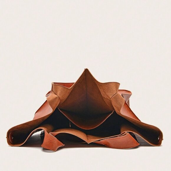 Brown Casual Women's Vintage Retro Large Capacity Tote Bag - Picture 5 of 7